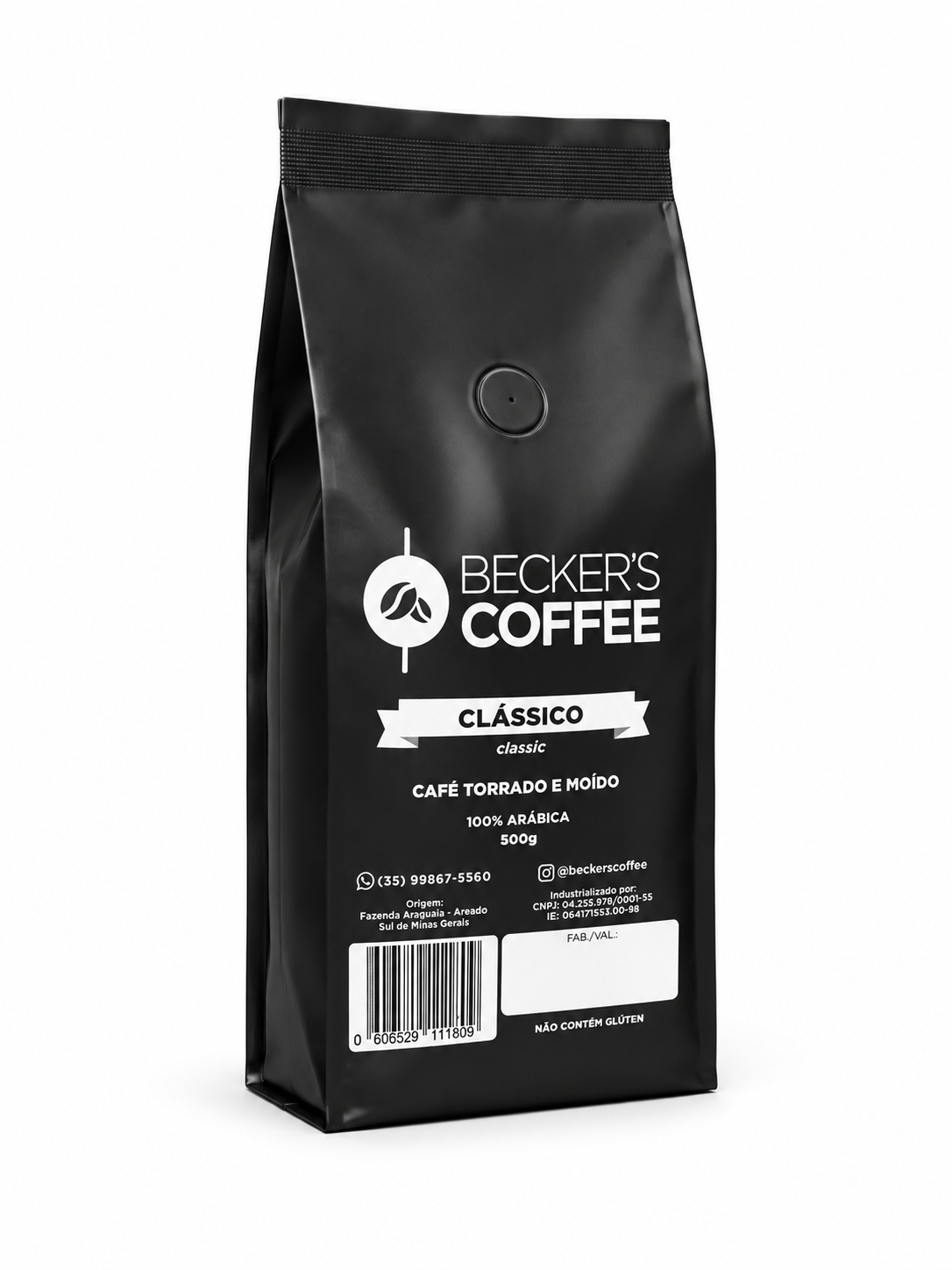 Embalagem Becker's Clássico, café torrado e moído 500g